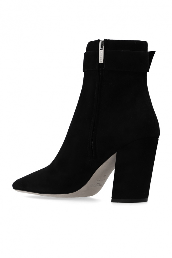 calf high black boots with heel